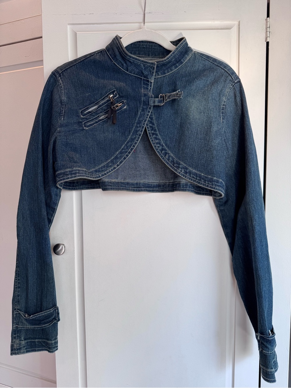 Miss Lili Cropped Dark Blue Denim Bolero Jacket